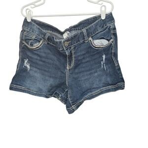Maurices Embroidered Stretch Denim Shorts Size 16